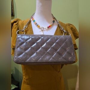 Hobo Elegant Gray Quilted Shoulder Bag
